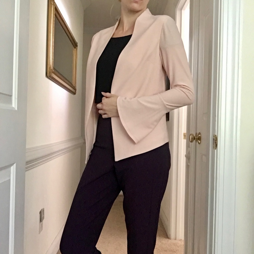 Adrianna Papell Crepe Knit Jacket w Bell Sleeve XS